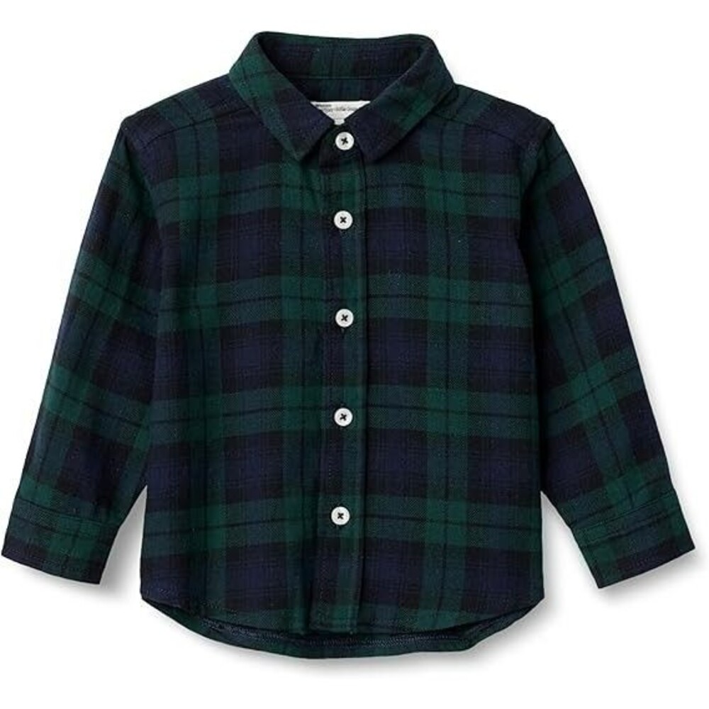Amazon Essentials Toddlers Boys Button Down Shirt 4T Dark Green Deep Blue Plaid